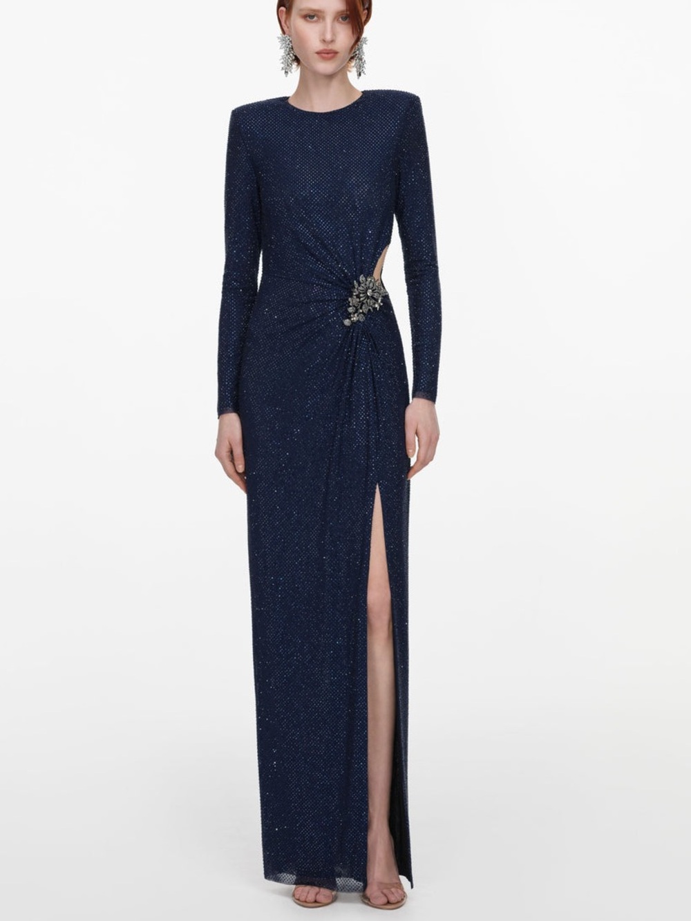 Self Portrait navy rhinestone embellished maxi dress, US0 2 4 6 8